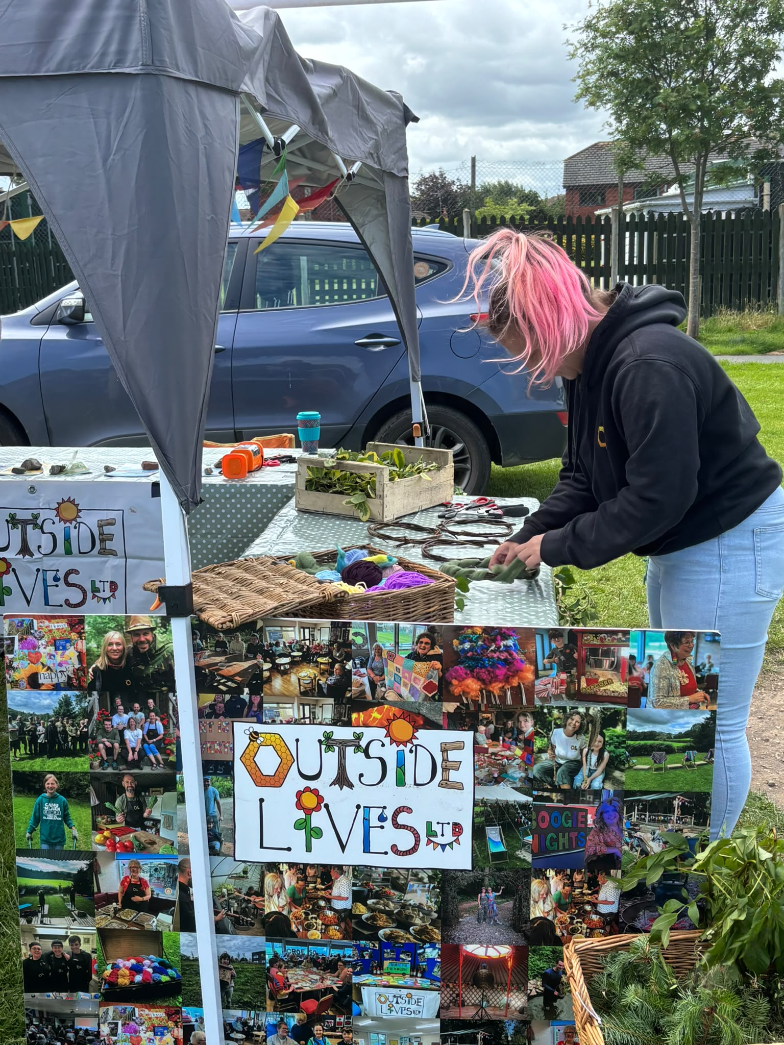 Outside Lives stall at Credu Connecting Carers Fun Day in Rhuddlan